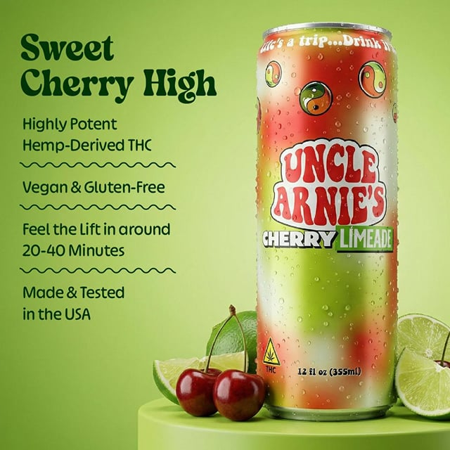 Uncle Arnie's | Cherry Limeade | Non-Carbonated | 100mg | 12oz