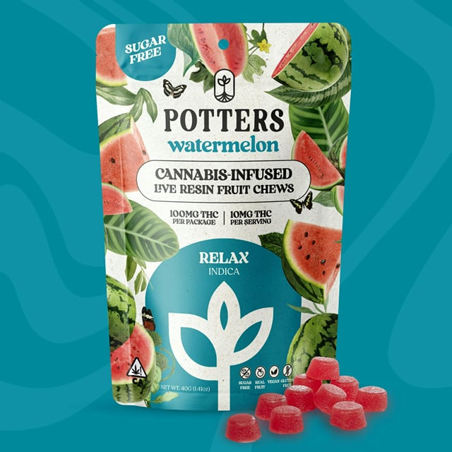 Sugar-Free Live Fruit Chews | Watermelon Gummies | 100mg | 10ct | 10mg/ea
