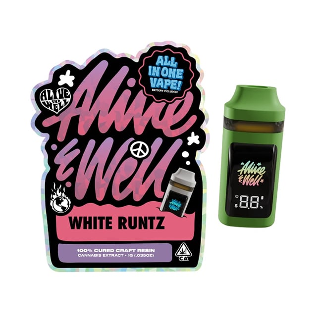 WHITE RUNTZ ALL-IN-ONE DISPOSABLE CURED RESIN VAPE | ALIVE AND WELL