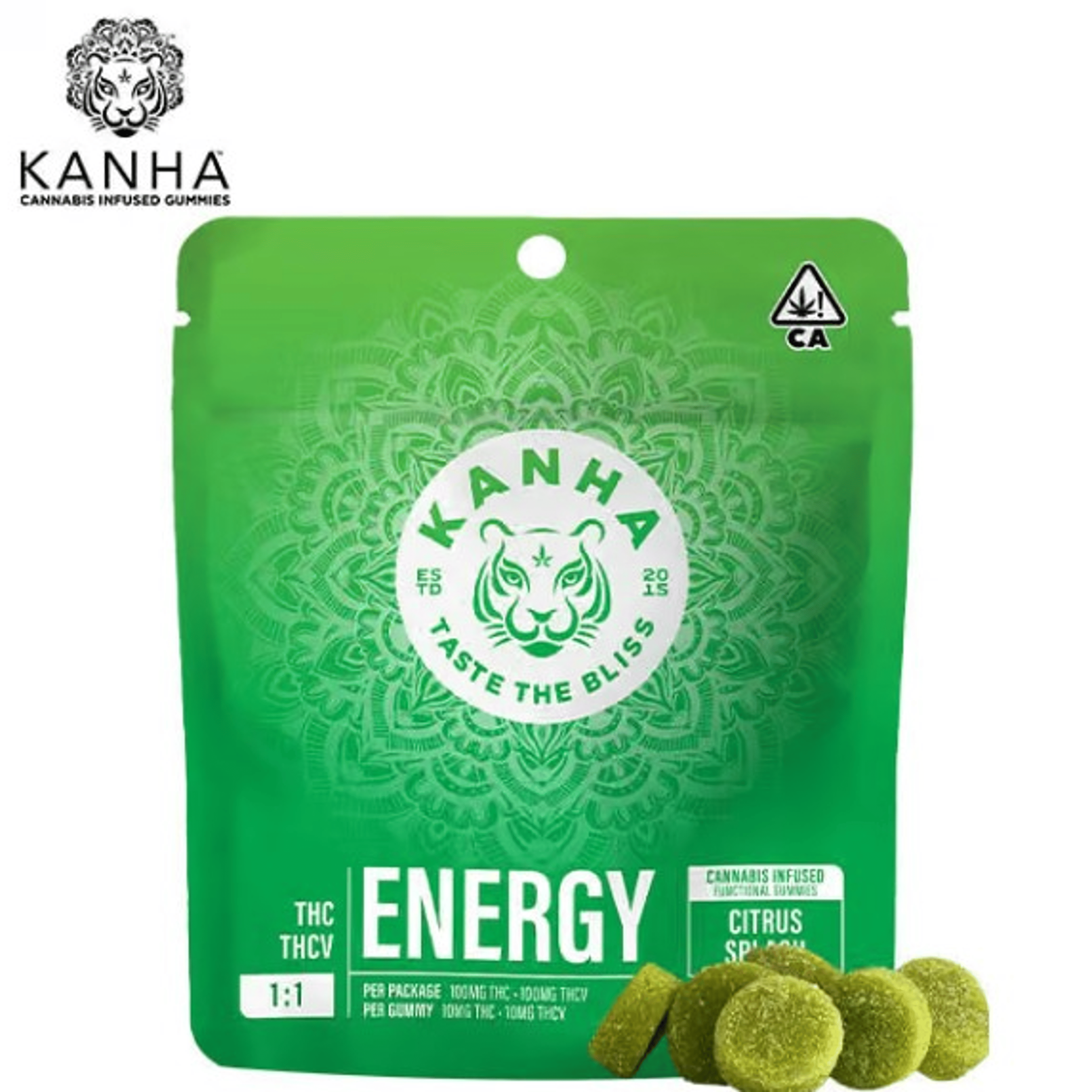 KANHA NANO - Citrus Splash Energy Gummies 1:1 - 100mg THC / 100mg THCV - KANHA - CS - Gummy - 100mg - $19.99 - Edibles