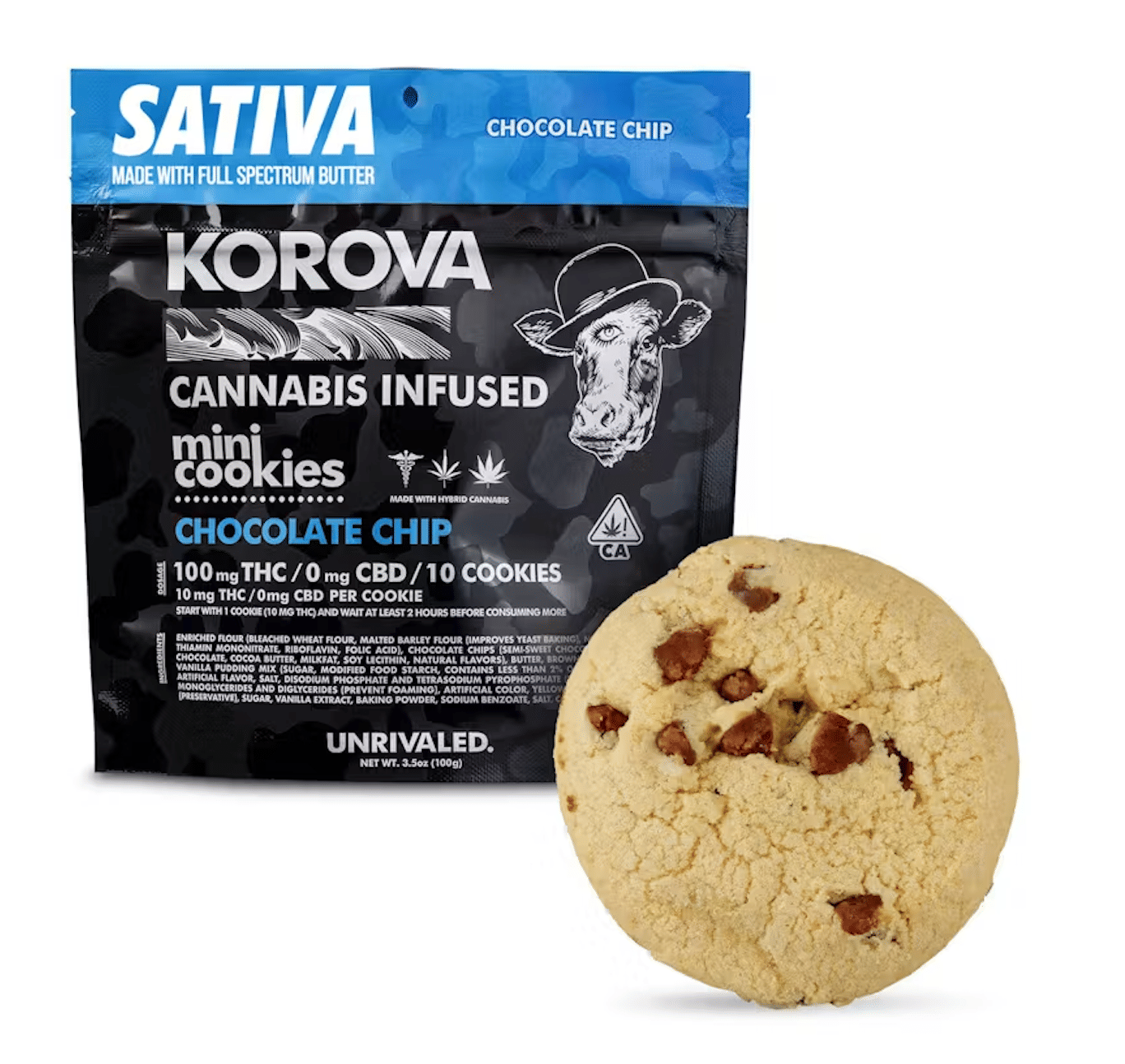 Korova: Sativa Mini Chocolate Chip Cookie 10ct - 100mg