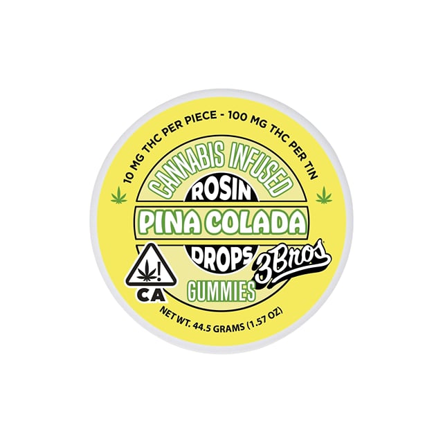 Pina Colada | 100mg | Rosin Gummies | 10pk | 10mg ea | 3 Bros | Hybrid