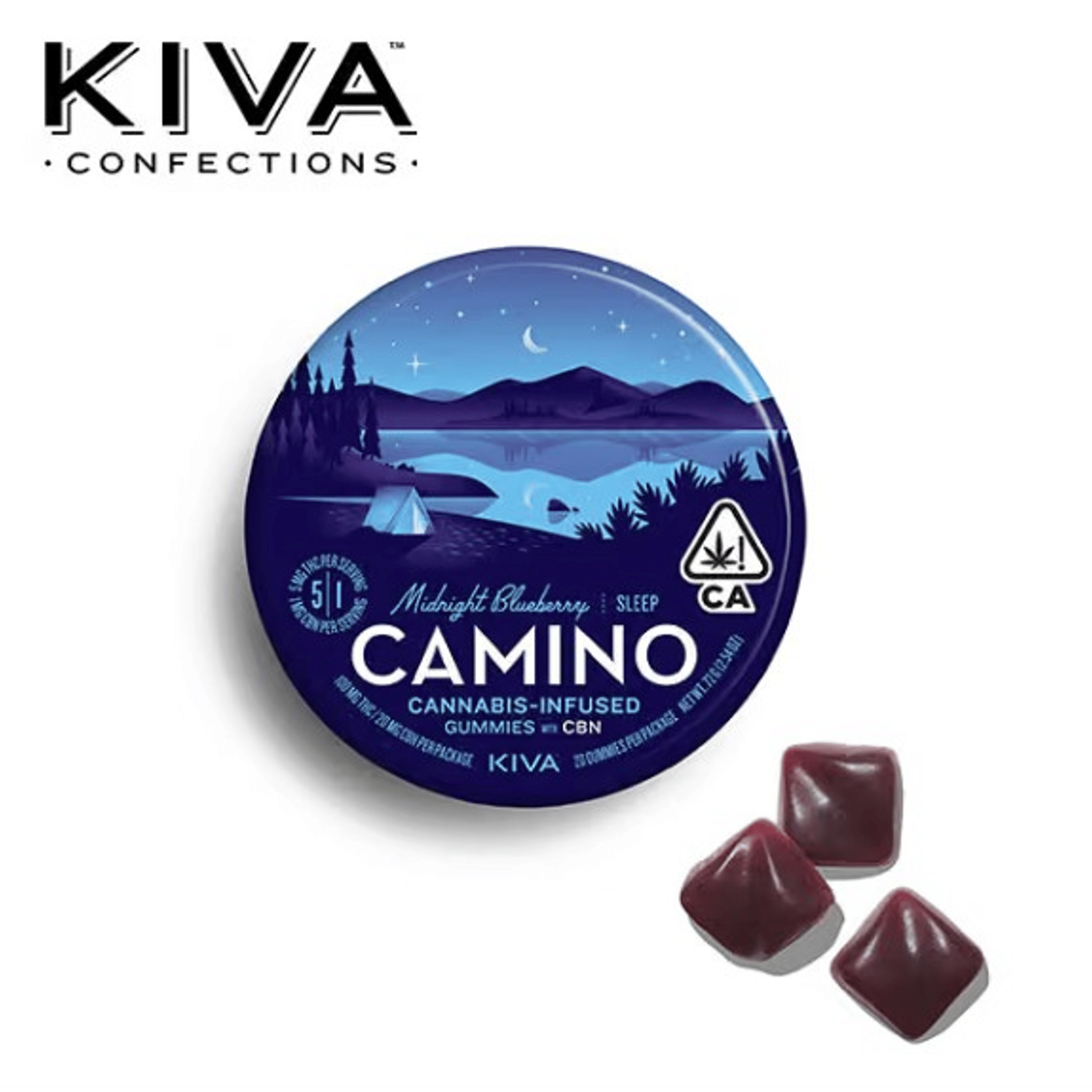 Camino - Midnight Blueberry 'Sleep' Gummies 5:1 THC / CBN - 100mg - Kiva - MB - Gummy - 100mg - $17.99 - Edibles
