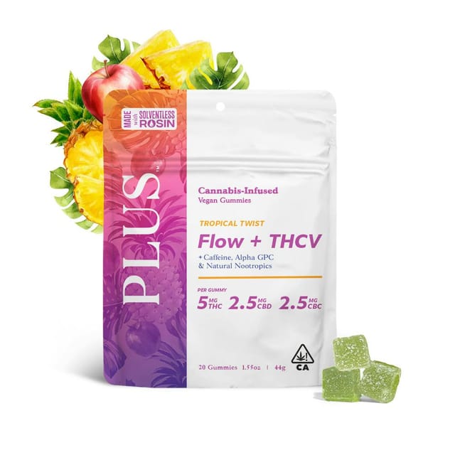 100mg Flow Tropical Twist THCV+CBC Solventless Rosin Gummies