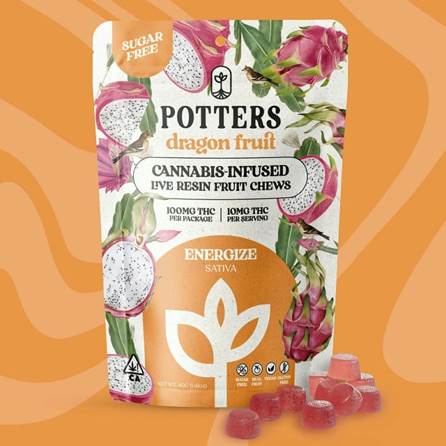 Sugar-Free Live Fruit Chews | Dragon Fruit Gummies | 100mg | 10ct | 10mg/ea
