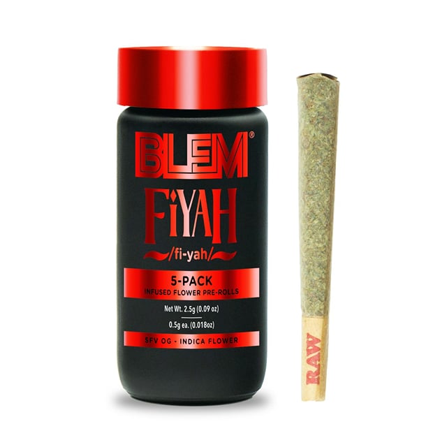 BLEM FIYAH | SFV OG | 2.5g 5pk | infused pre-rolls