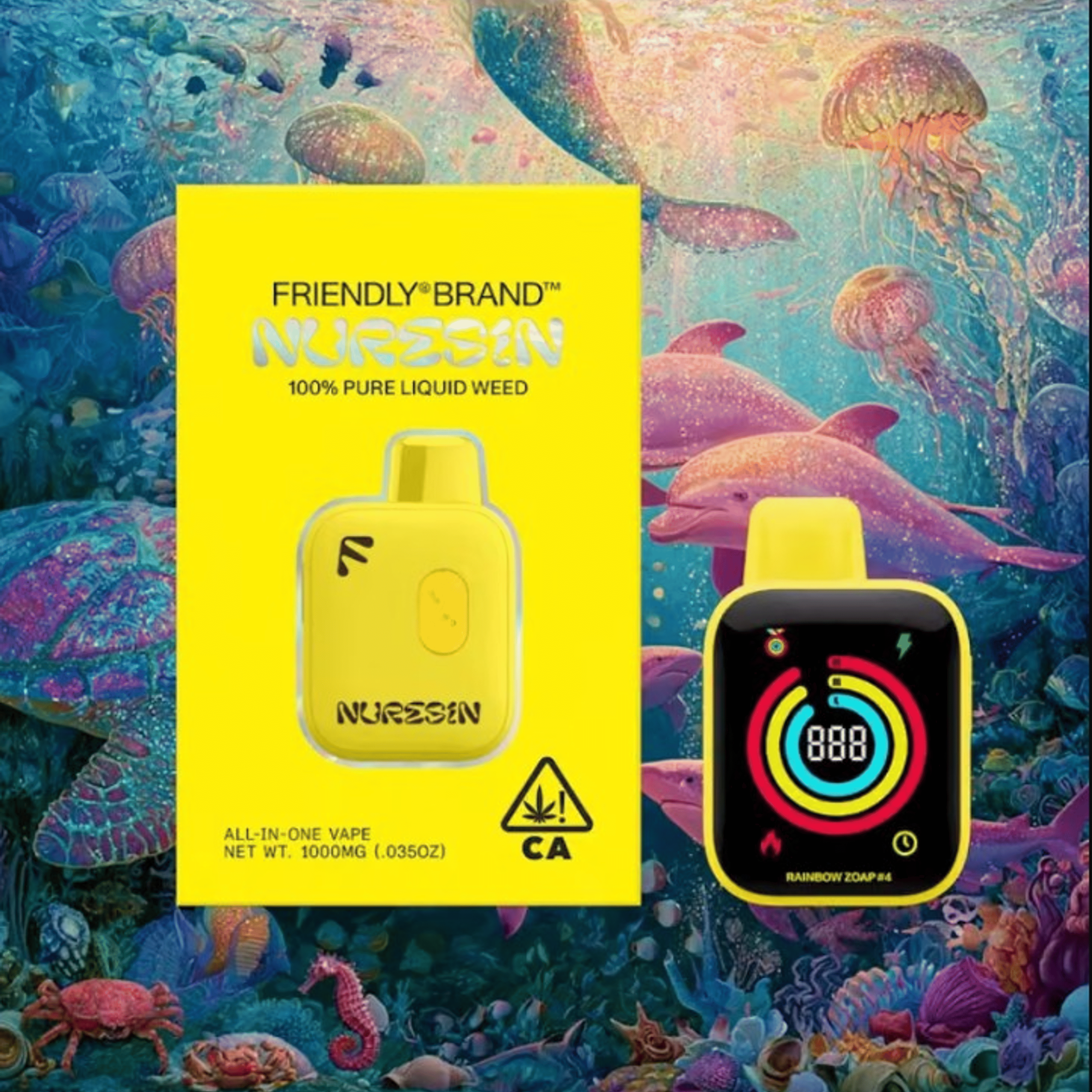 Friendly AIO - Rainbow Zoap #4 - Nuresin All-In-One Vape - 1g - Friendly Brand - RZ#4 - Nu-Resin AIO - 1g - $44.99 - Disposable Vapes
