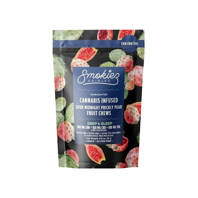 SWEET Midnight Prickly Pear - 1:1:1 (10pk) Fruit Chews -100mg CBN, 100mg CBD, 100mg THC Trifecta