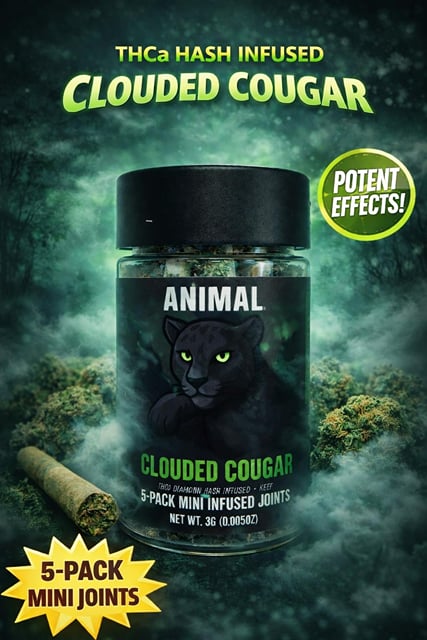 Clouded Cougar - HASH Infused THCa Diamond + Kief 5pk (3G) Mini Joints