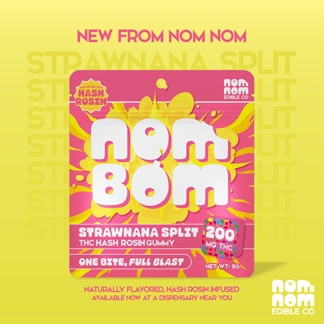Hash Rosin Nom Bom Gummy 200mg - Strawnana Split