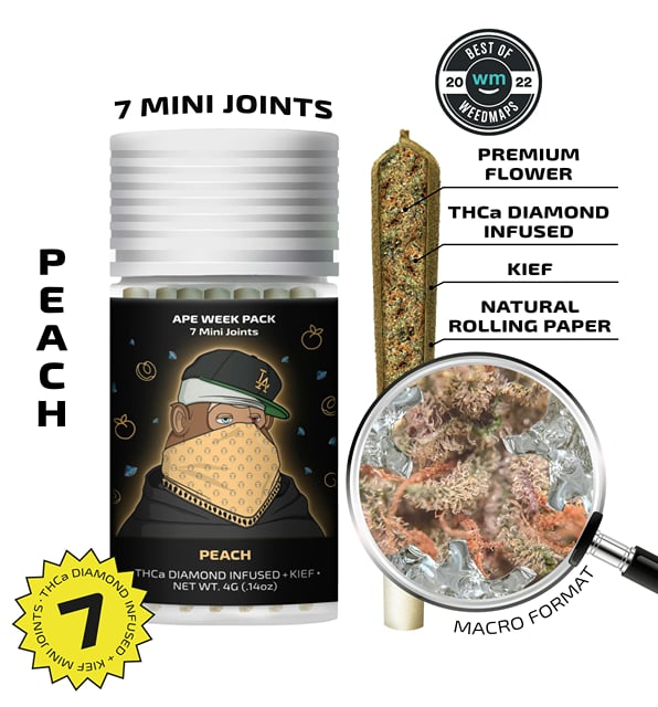 Peach — 7 Mini joints infused + kief (4g)