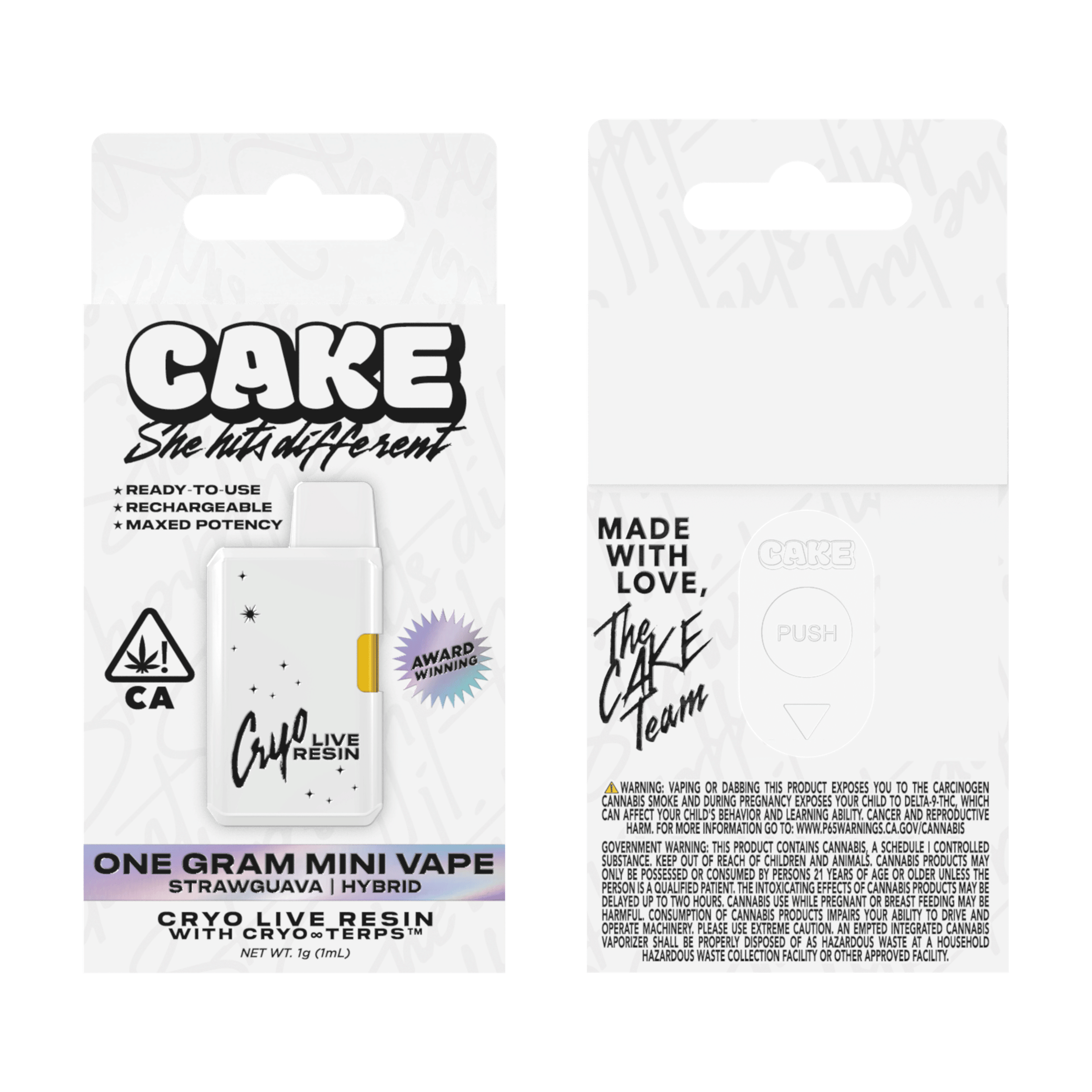 CAKE Cryo Live Resin | 1g - Strawguava - AIO - Hybrid - CAKE she hits different - - $30 - All-In-Ones