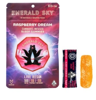 Emerald Sky - Raspberry Dream THC/CBD/CBN Sleep Gummies