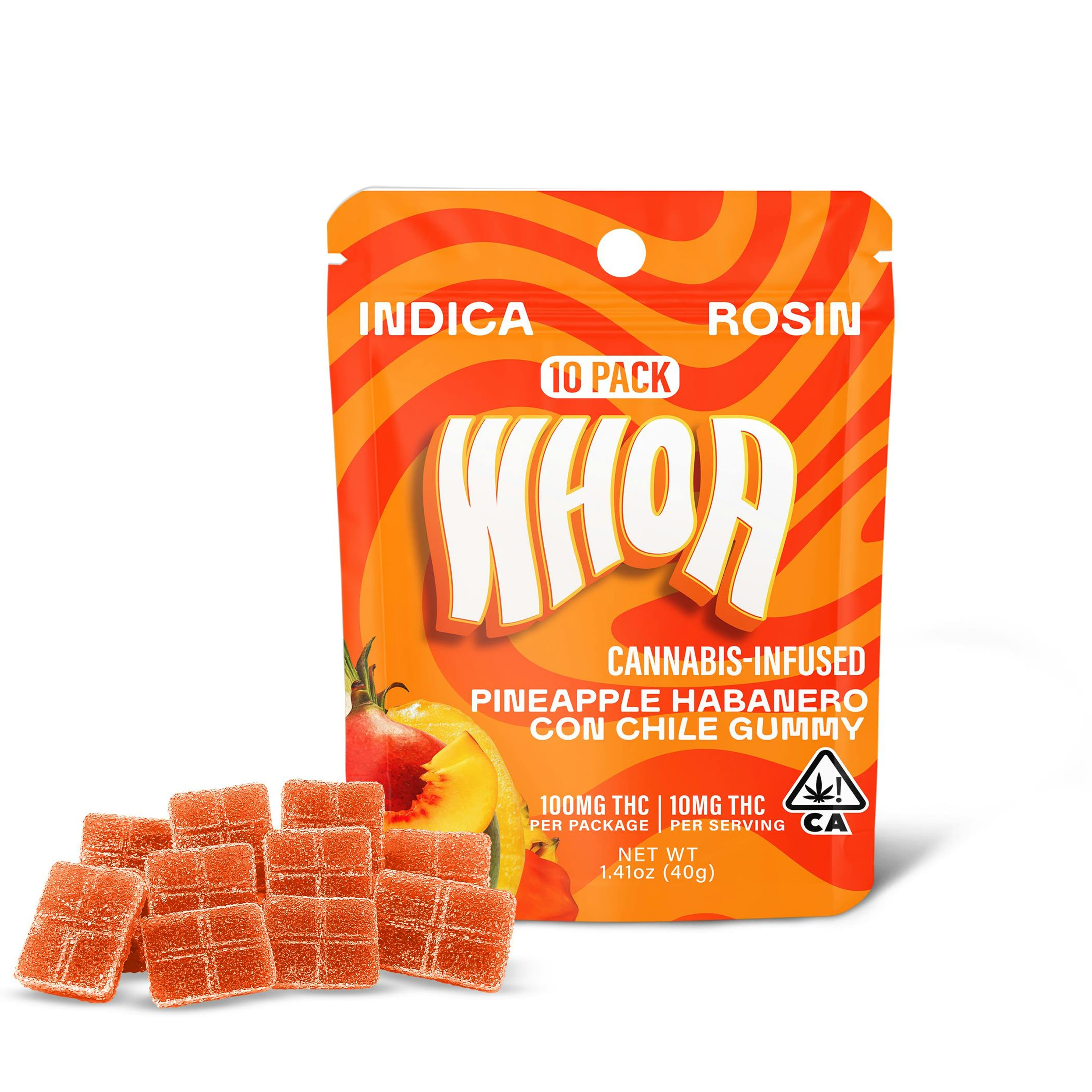 WHOA Edibles Rosin Gummy 10pk 100mg Indica Pineapple Habanero - WHOA - - $7.83 - Edibles