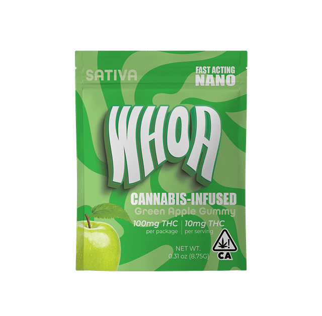 WHOA Edibles Gummy 100mg Sativa Green Apple
