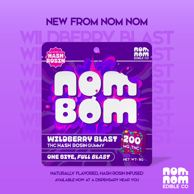Hash Rosin Nom Bom Gummy 200mg - Wildberry Blast