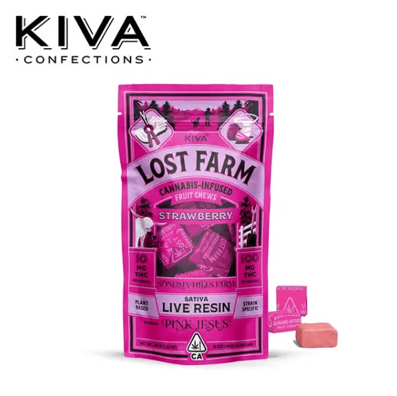 Lost Farm - Lost Farm - Strawberry Fruit Chews - Infused w/ Pink Jesus Live Resin - 100mg