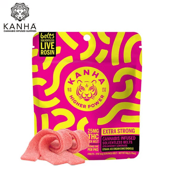 KANHA - Strawberry Lemonade - Solventless Live Rosin Belts (4pk) - 100mg