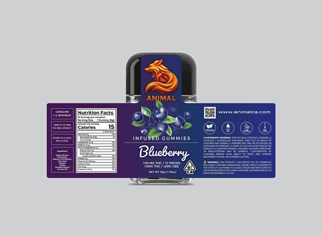 Blueberry Flavored Gummies - 10 x 10mg/gummy