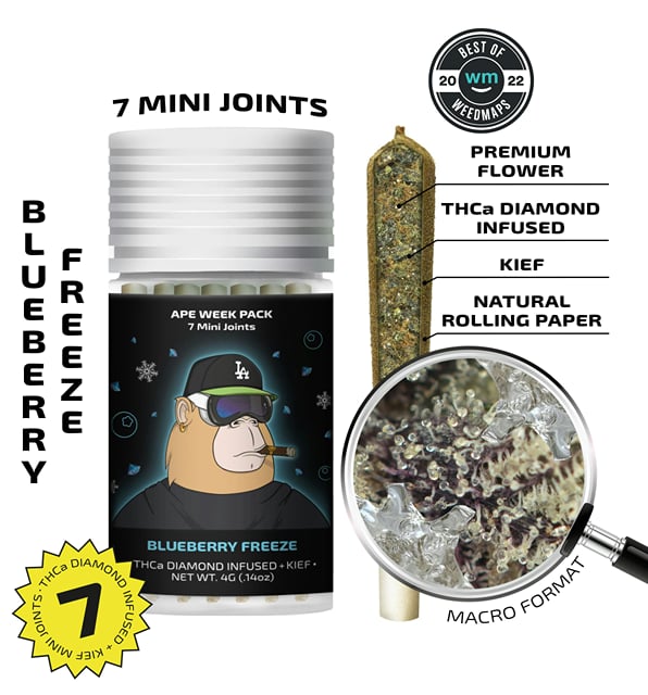 Blueberry Freeze — 7 Mini joints infused + kief (4g)