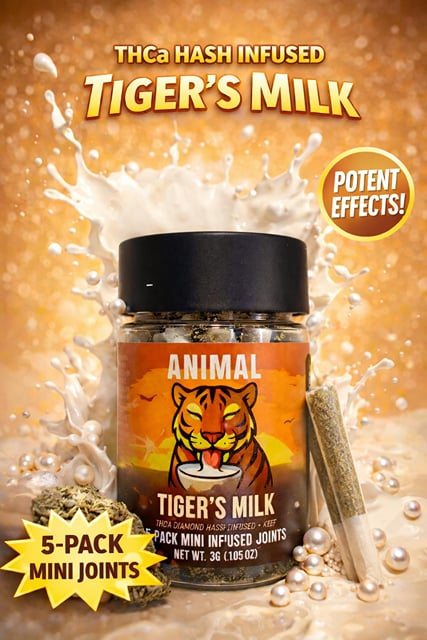 Tiger's Milk - HASH Infused THCa Diamond + Kief 5pk (3G) Mini Joints