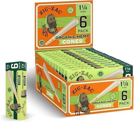 ZIG-Zag | 1 1/4 Organic Hemp Pre Rolled Cones | 6PK