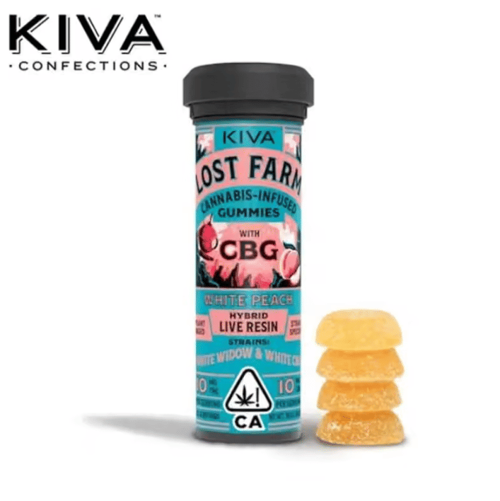 Lost Farm - Lost Farm - White Peach Gummies - 10:10 CBG Infused w/ White Widow & White CBG Live Resin - 100mg