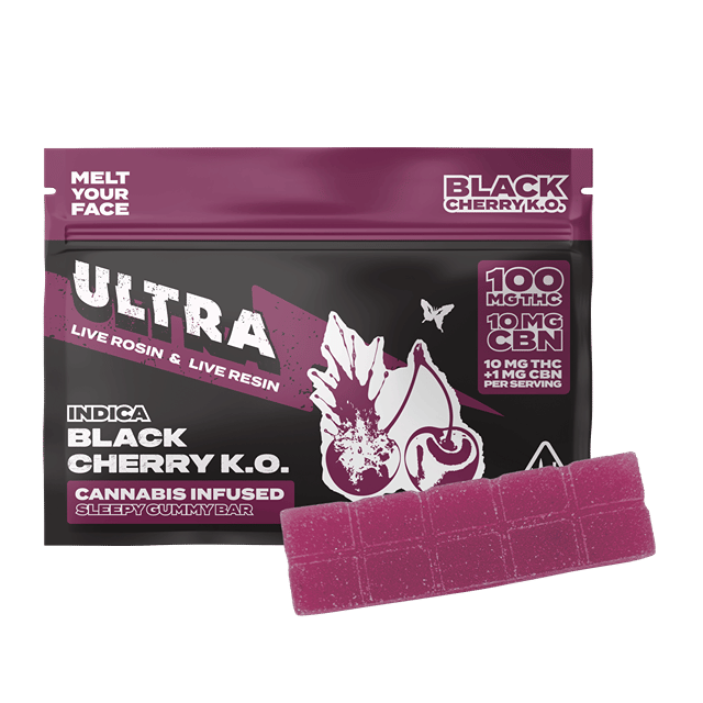 Black Cherry KO - Live Rosin and Live Resin Gummy Bar 100mg