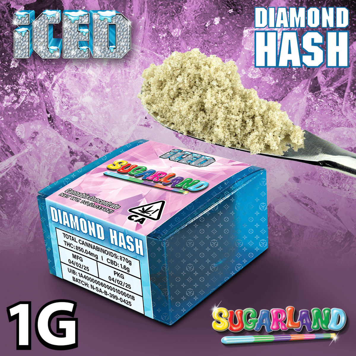 ICED: 1g Sugarland Diamond Hash Sativa