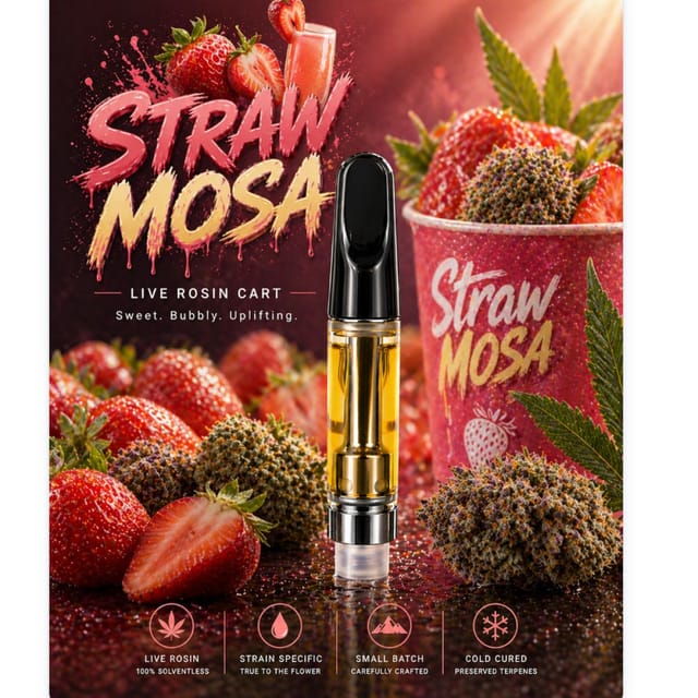 Strawmosa 1g Live Rosin Vape Cartridge