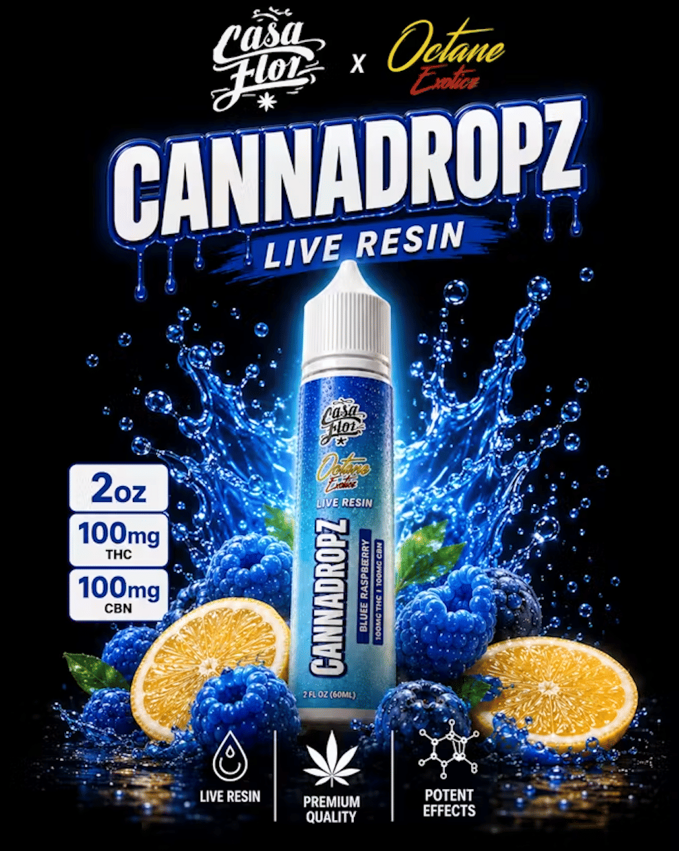 Casa Flor: Blue Raspberry Beverage 2 Fl. Oz