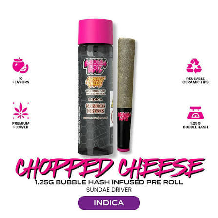 BODEGA BOYZ CHOPPED CHEESE| 1.25G SUNDAE DRIVER | BUBBLE HASH INFUSED PRE ROLL