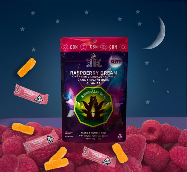 Emerald Sky Live Resin SLEEP Gummies - Raspberry Dream 100mg