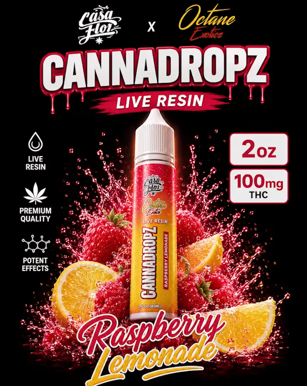 Casa Flor: Raspberry Lemonade Beverage 2 Fl. Oz