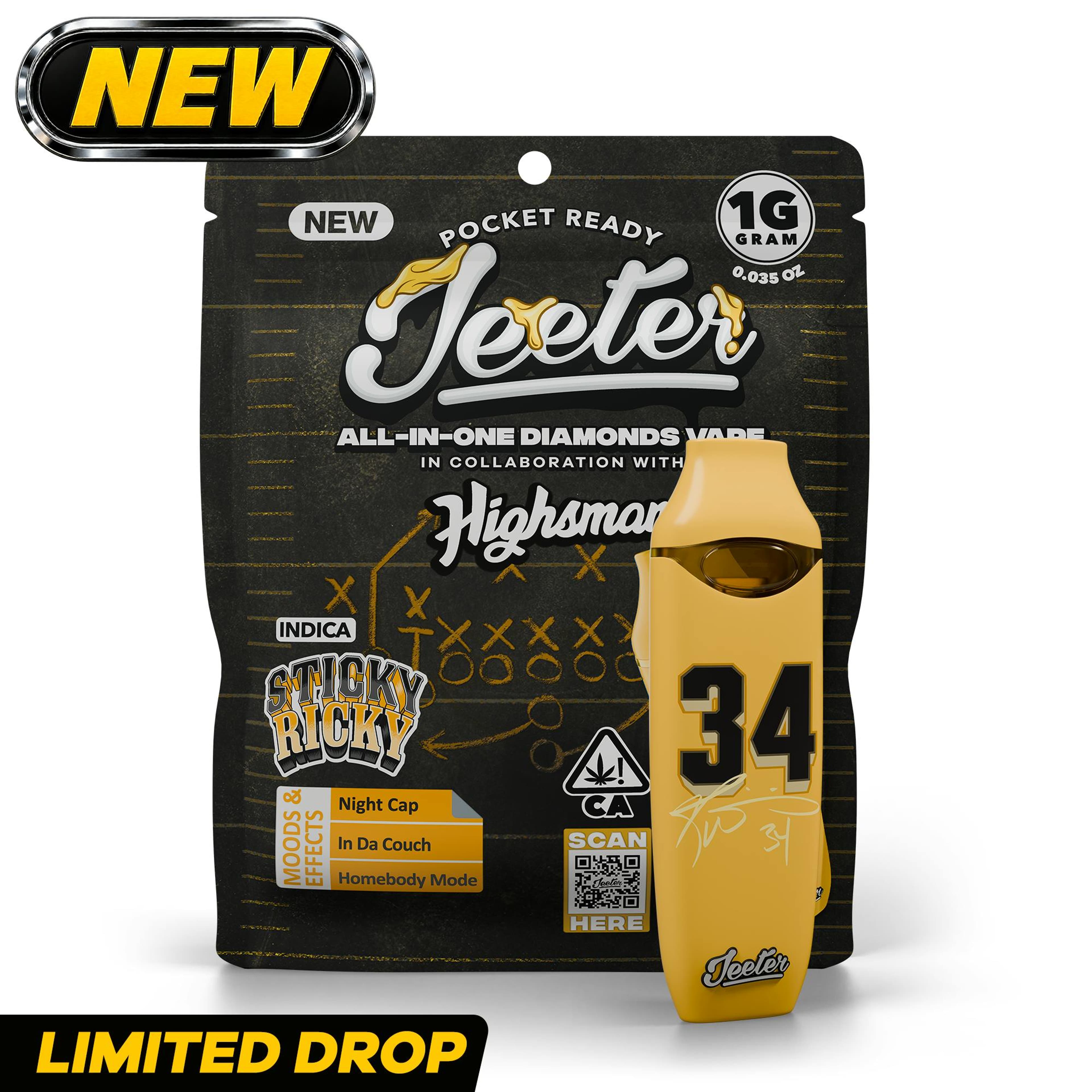 Jeeter x Highsman Game Day | 1g - Sticky Ricky - Diamonds AIO - - Jeeter - - $30 - All-In-Ones