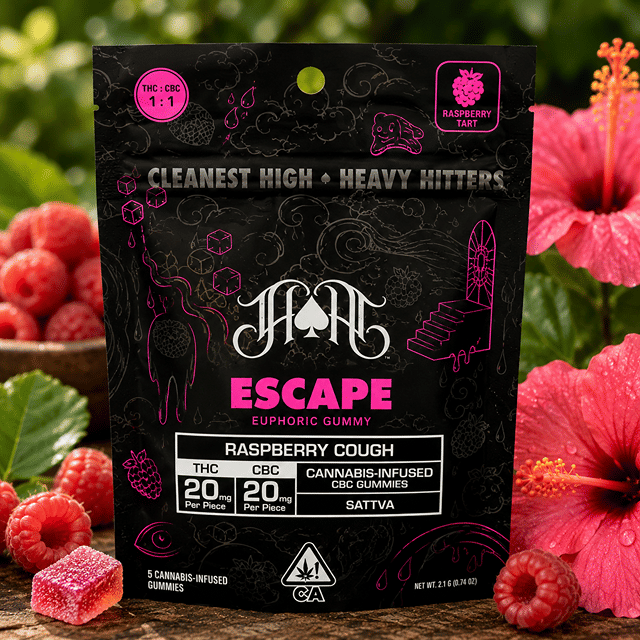 Raspberry Cough Gummies 100mg Escape | Heavy Hitters
