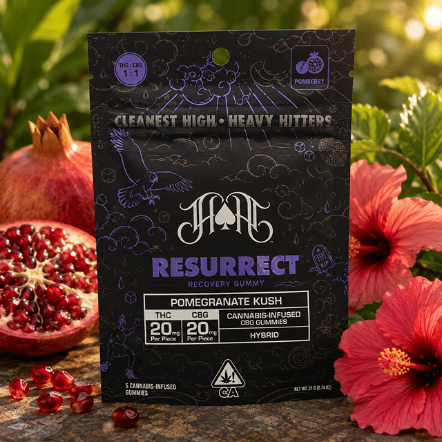 Pomegranate Kush Resurrect Gummies 100mg | Heavy Hitters