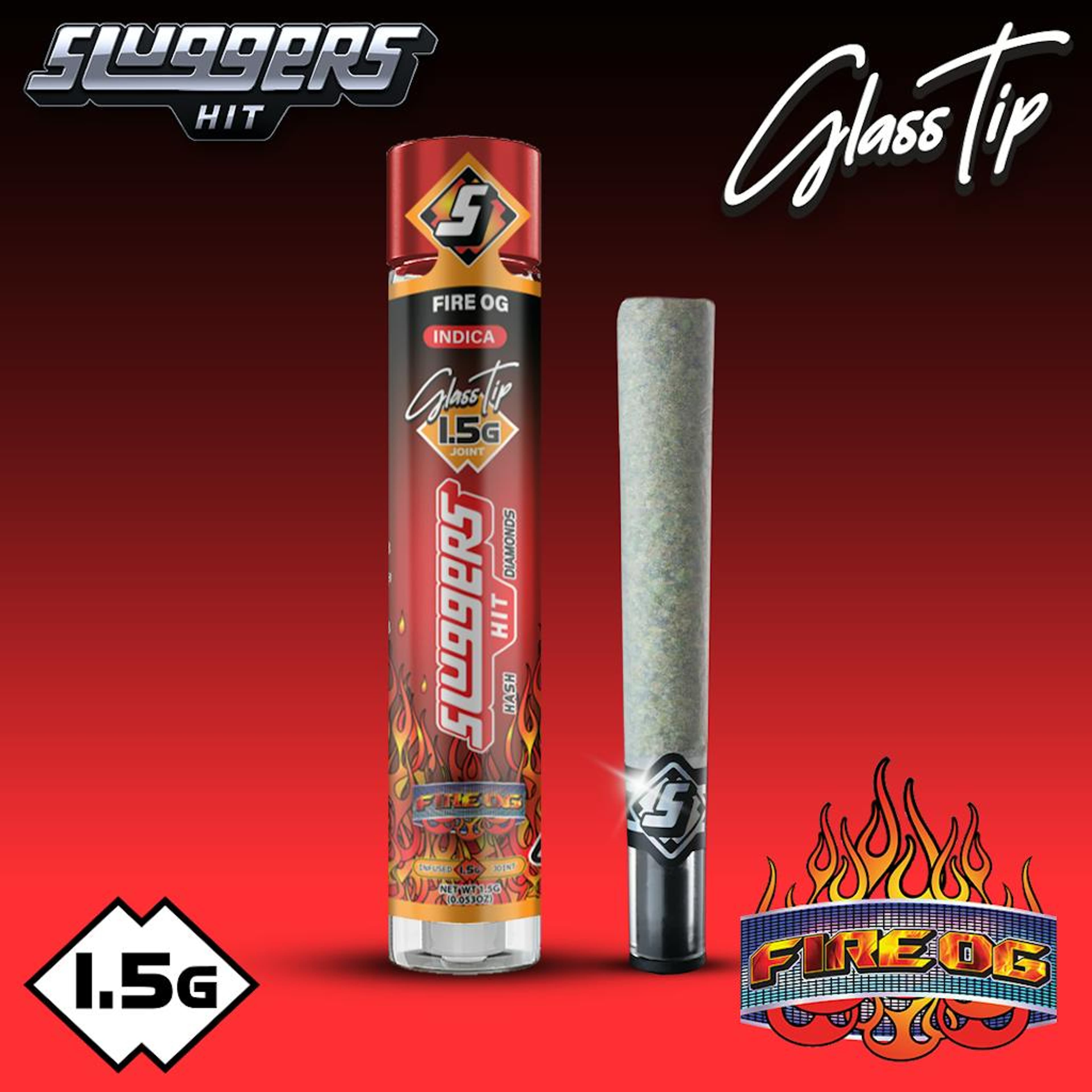 Sluggers - Infused Preroll - 1.5g - Indica - Fire OG - Sluggers Hit - - $20 - Pre-Rolls