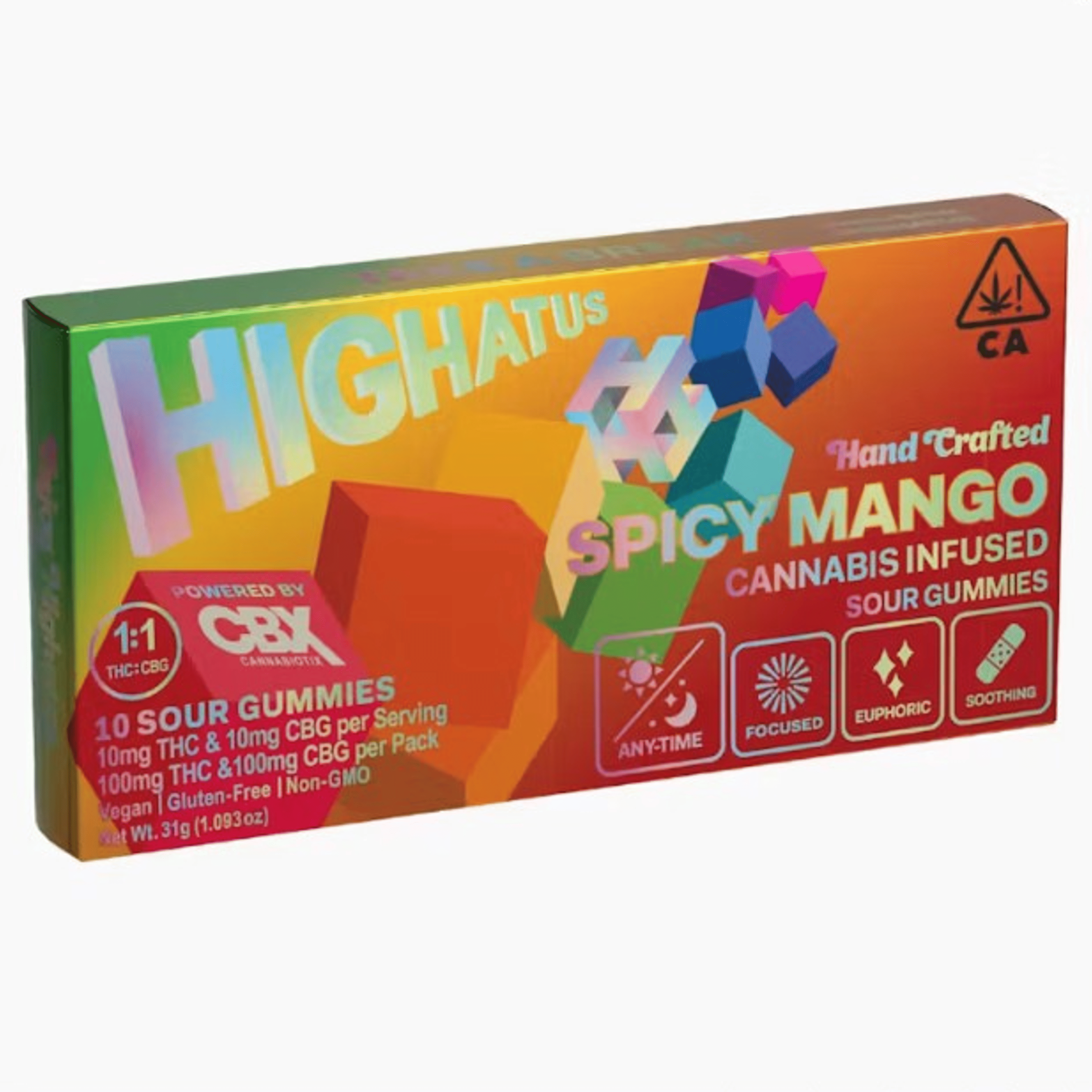 Highatus - Spicy Mango CBG - Sour Gummies 1:1 - 100mg - Highatus by CBX - SM - Gummy - 100mg - $14.99 - Edibles