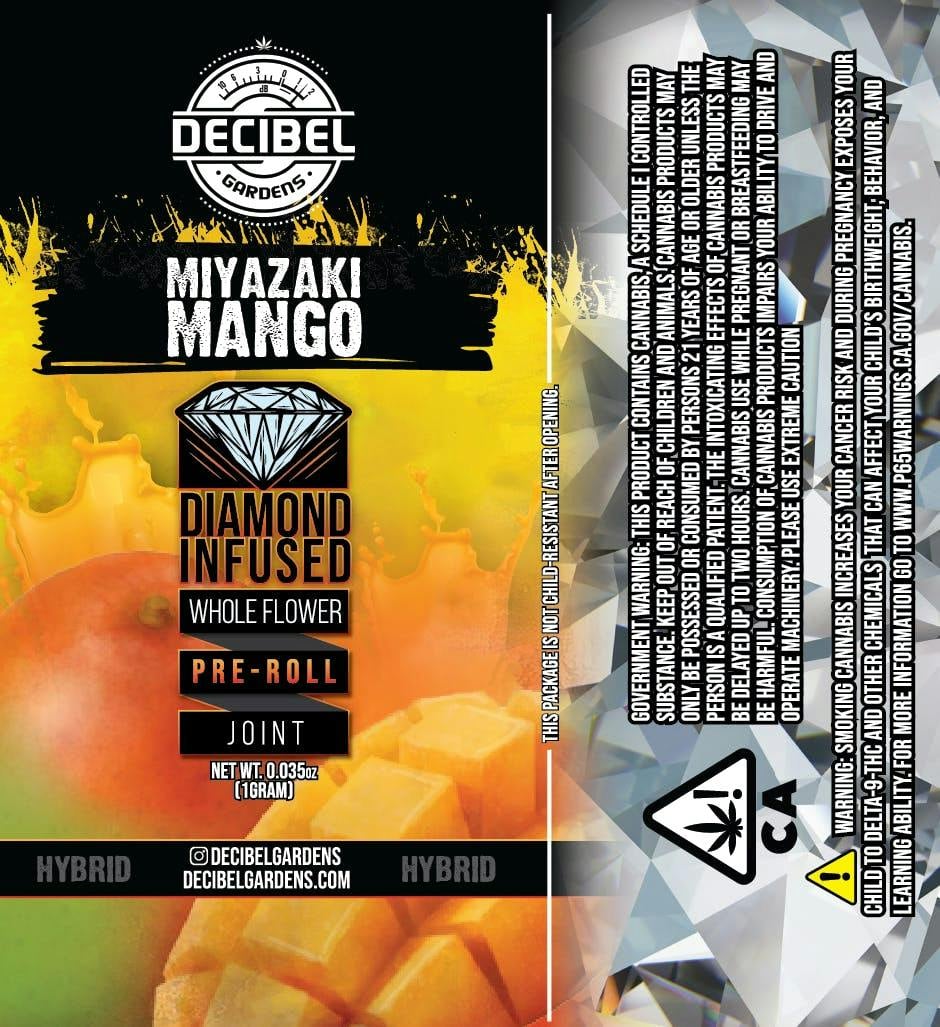 Decibel Gardens | 1g - Miyazaki Mango - Infused Pre Roll - Decibel Gardens -  - $16 - Pre-Rolls