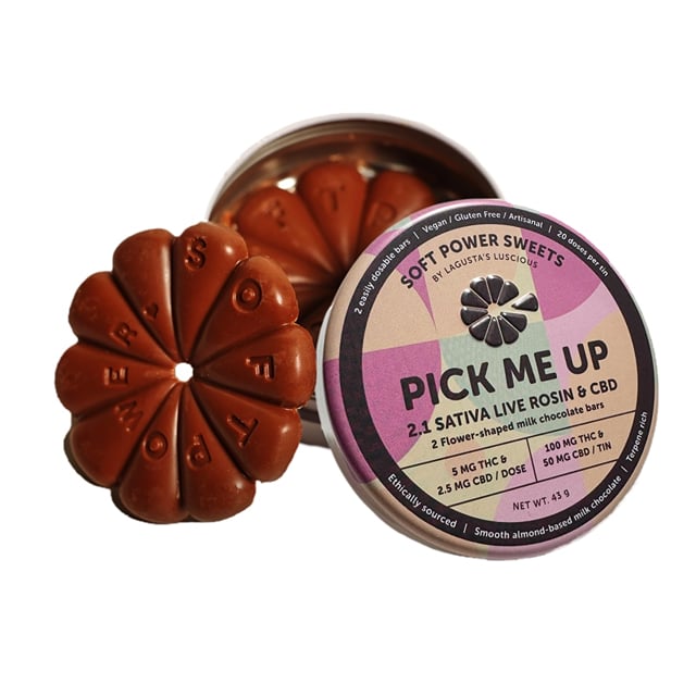 Pick Me Up 2.1 sativa live rosin & CBD chocolate bars