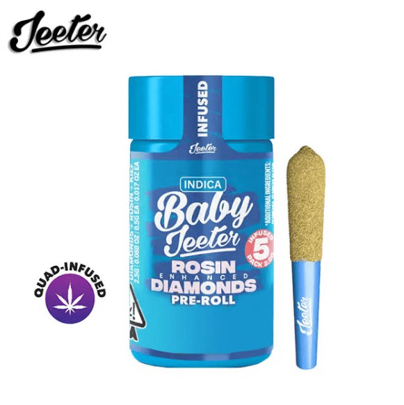 Baby Infused Jeeter - Peaches - Rosin Enhanced Diamonds Pre-Rolls - (5 Pack) - 2.5g