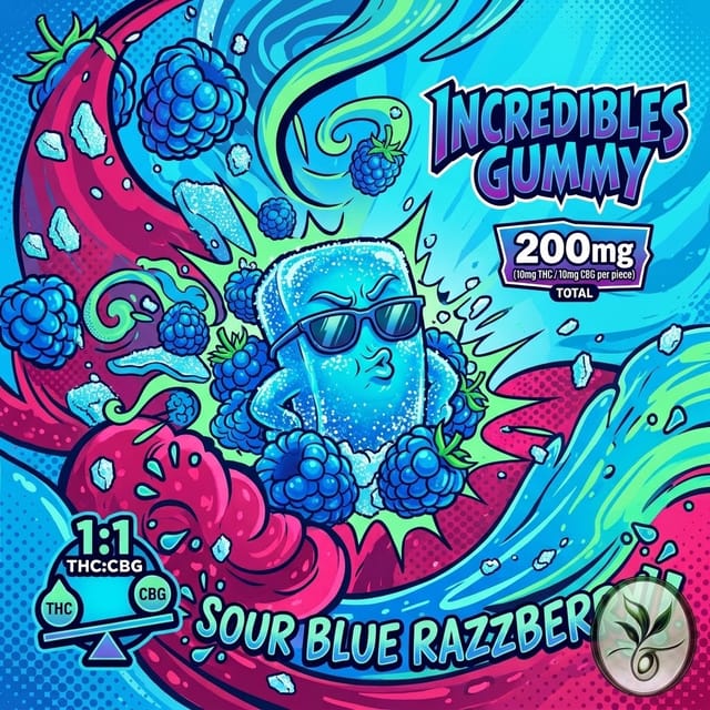 Sour Blue Raspberry- 1:1 (THC:CBG) 200mg Might-E
