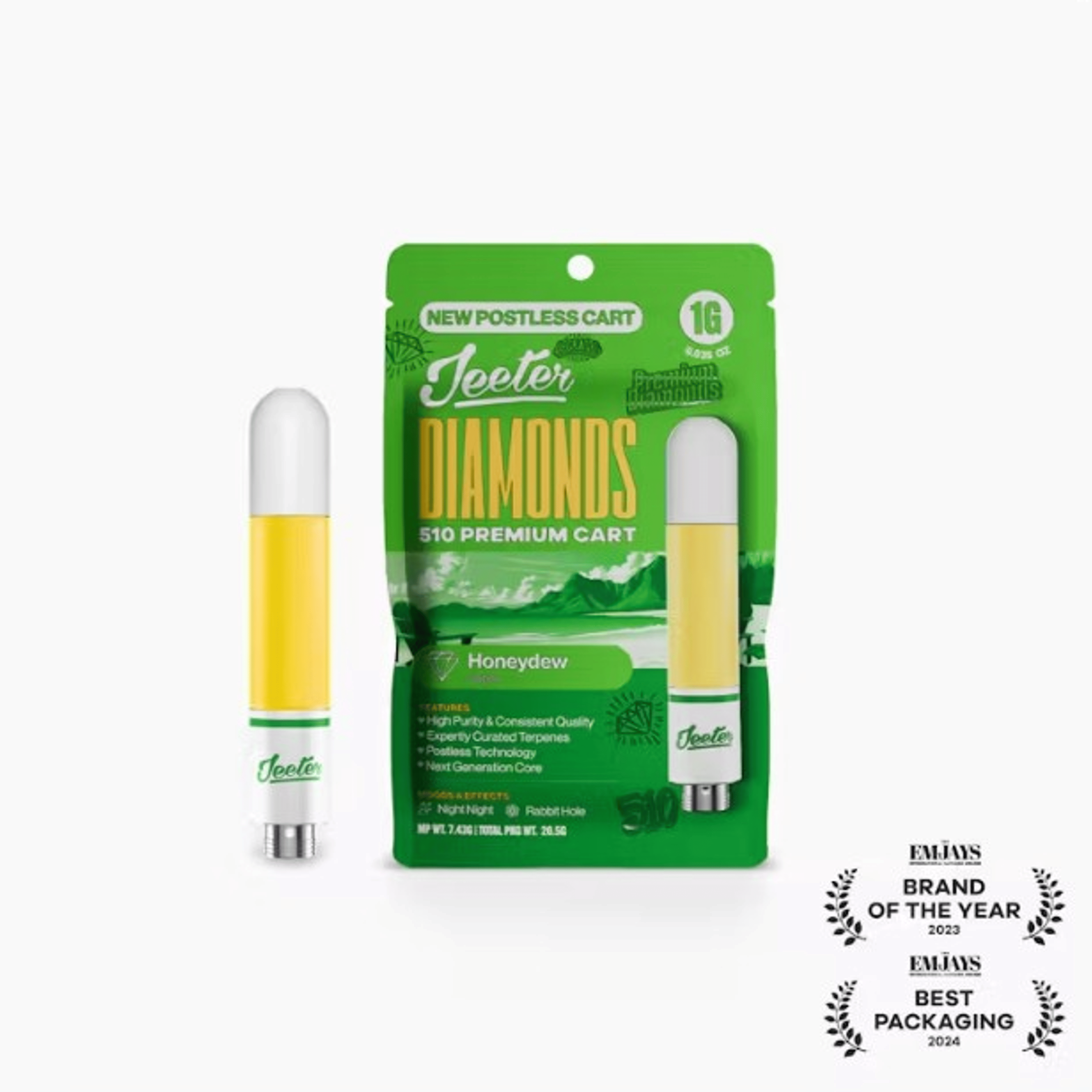Jeeter Postless - Honeydew - Diamond Cart - 1g - Jeeter - Honeydew - 510 Cart - 1g - $27.99 - Vapes