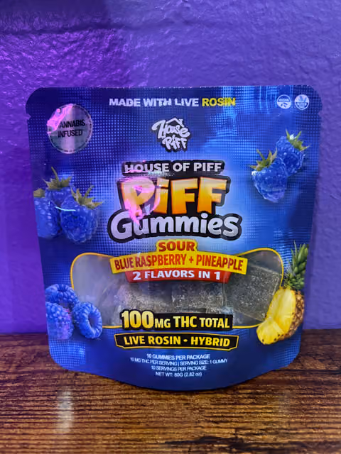 Blue Raspberry + Pineapple Sour Gummies