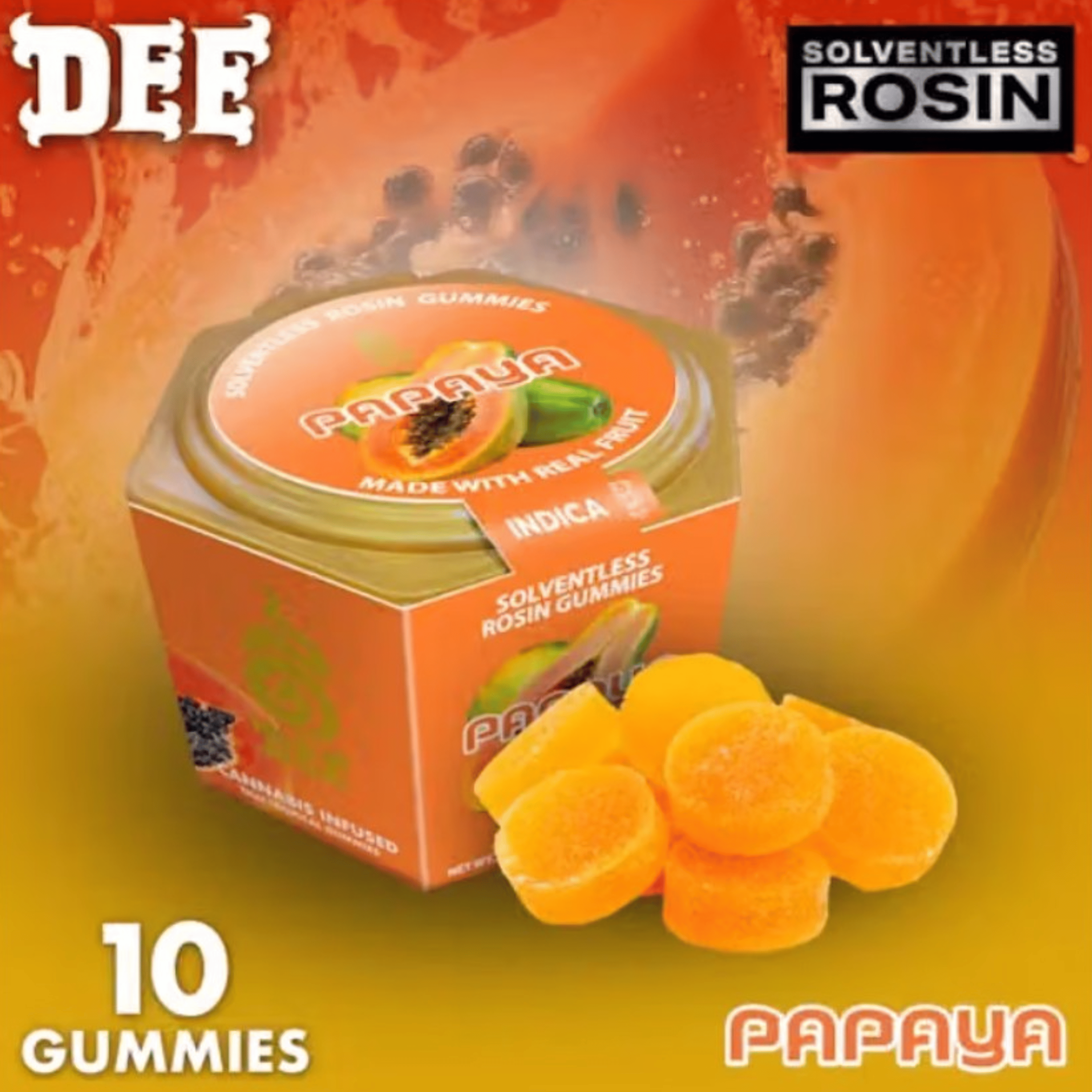 Dee - Papaya Solventless Rosin Gummies - 100mg - Dee Thai - - $13.99 - Edibles