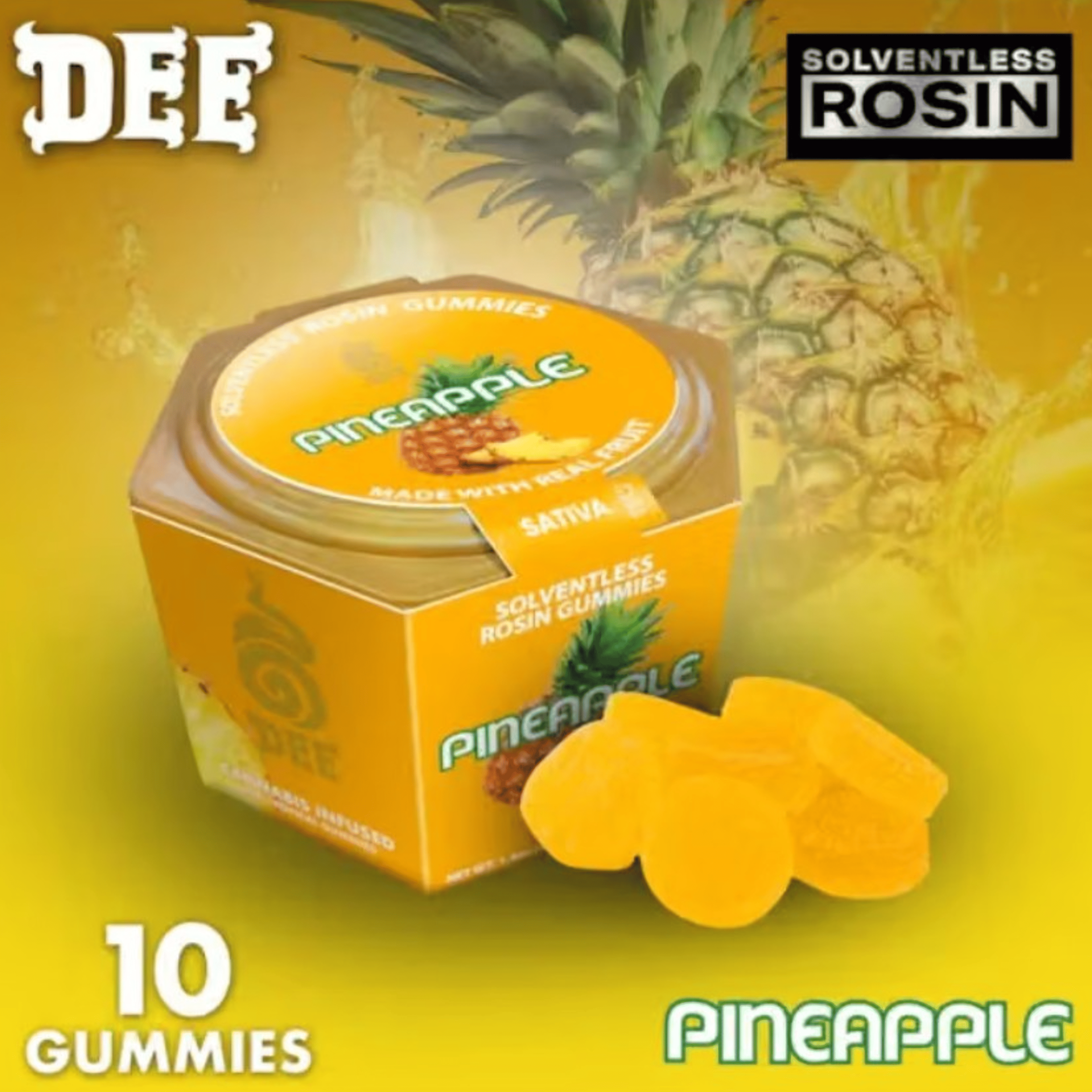 Dee - Pineapple Solventless Rosin Gummies - 100mg - Dee Thai - - $13.99 - Edibles