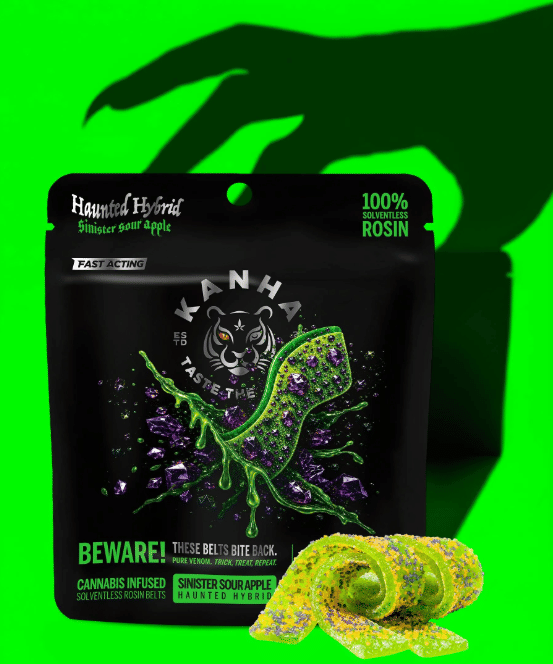 KANHA - Sinister Sour Apple - Solventless Live Rosin Crunchy Belts (4pk) - 100mg - KANHA - SSA - Belt 4pk - 100mg - $19.99 - Edibles